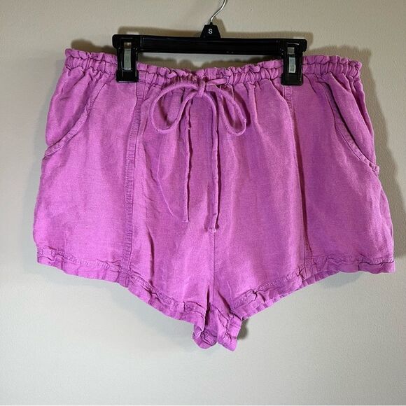 ✨ Free People Mirella Drawstring Shorts Linen Blend Pink Purple Small - Picture 3 of 13